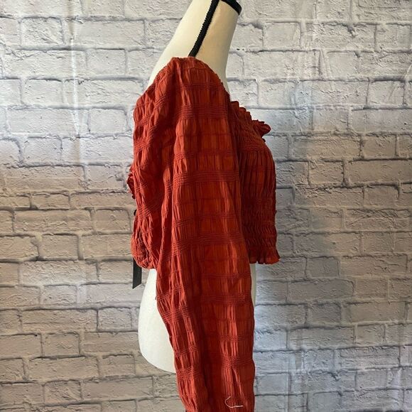 Gianni Bini - Brick Rylee Square Neck Long Sleeve Blouse XL NWT - Picture 2 of 5